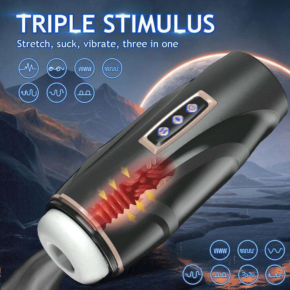 3 in 1 Automatic Male Vibrator Sucking Telescopic Vibration Mastubrator Realistic Stroker Adult Sex Toys for Men Masturbation Z260312