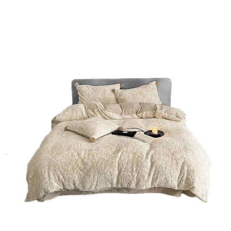 Four-piece high gram weight, warm winter bedding, double-sided velvet, dormitory three-piece set, choose 1.2M bed H260312