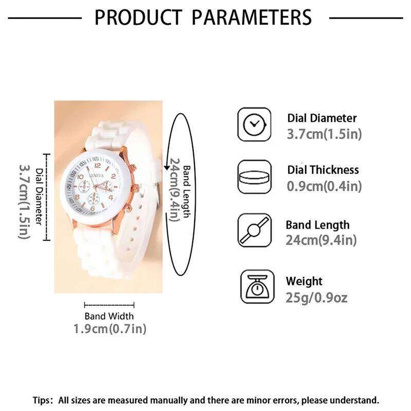 4PCS/Set Geneva Watch Fashion Silicone Band Women Watches Heart Jewelry Set Without Box