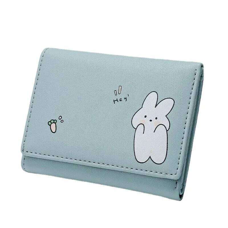 2024 Women Short Cute Small Wallet with Hasp ID Bank Card Holder for Student Girl Coin Purse Ladies Wallets Cartoon Bag Pink