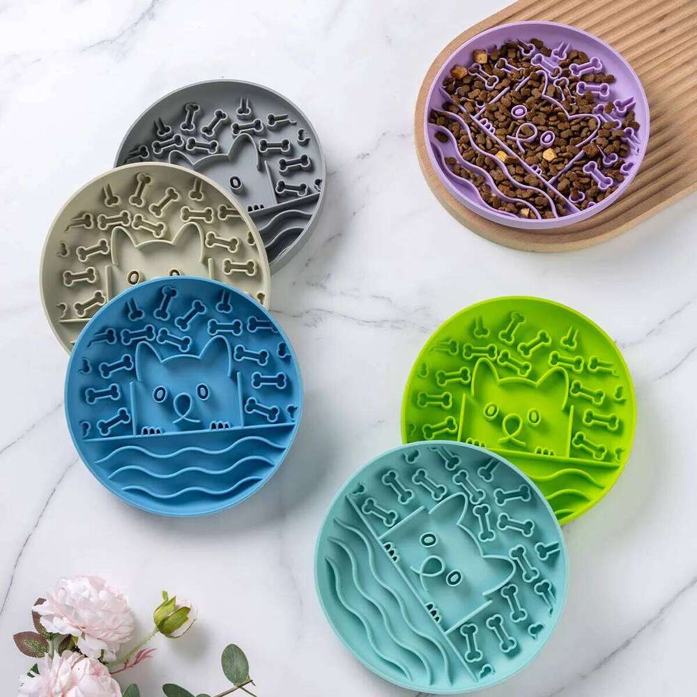 1Pc Silicone Pet Slow Feeder Food Mat Anti-Slip Lick Bowl for Dogs and Cats 26Y0312