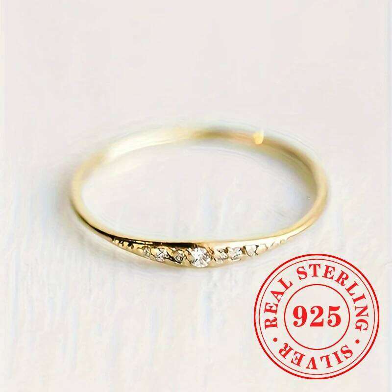 Huitan 925 Sterling Silver Thin Silver/Gold/Rose Gold Color Womens Trendy Fresh Daily Rings Simple Charms Wedding Jewelry H260312