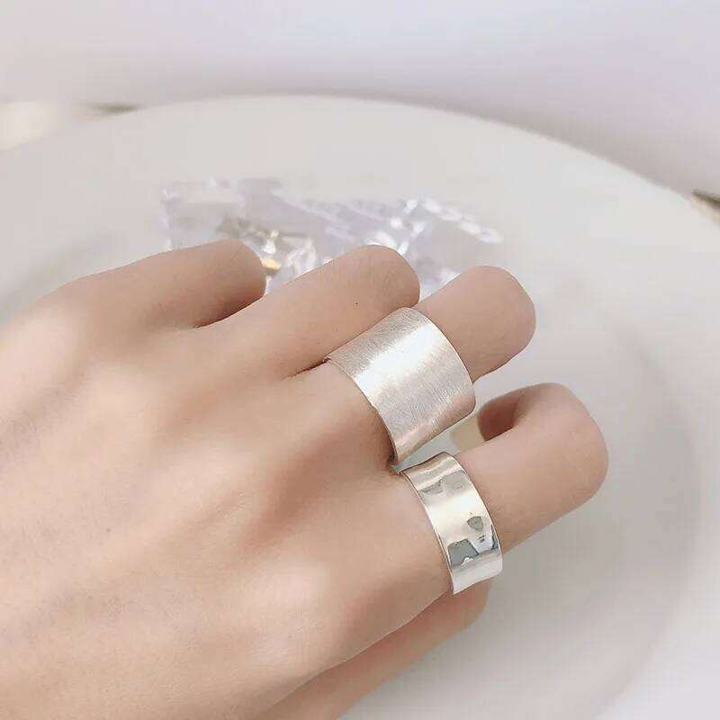 Original 925 Sterling Wide Smooth Rings For Women Counple Wedding Engagement Silver Women's Vintage Ring Fine Jewelry H260312