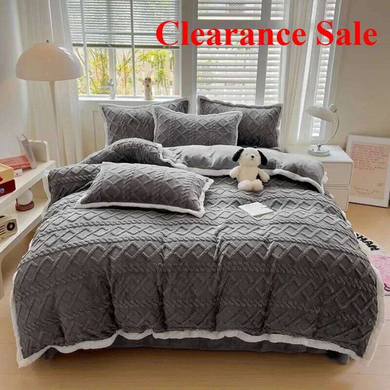 2025 new solid color Tafu milk fleece bed sheet four-piece set small standard thickened warm and comfortable H260312