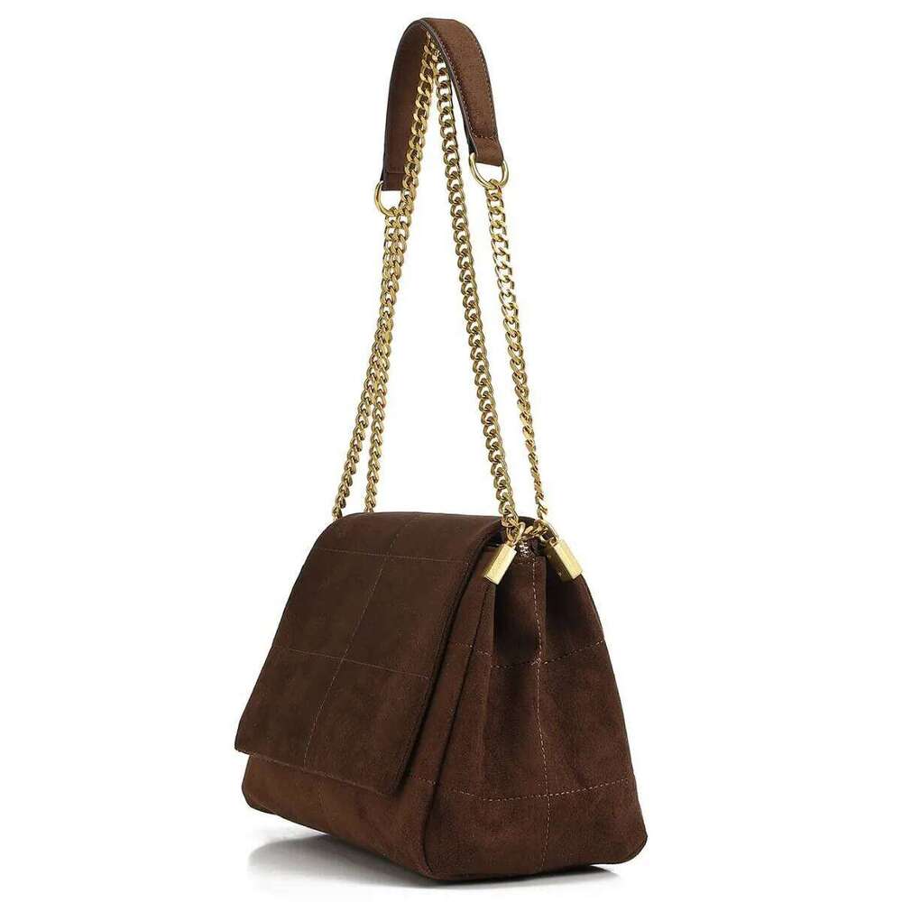 New Women Autumn Winter Suede Shoulder Vintage Tote Bag With Chains Fashion Designer Luxury Handbags Retro Crossbody Bags WONST