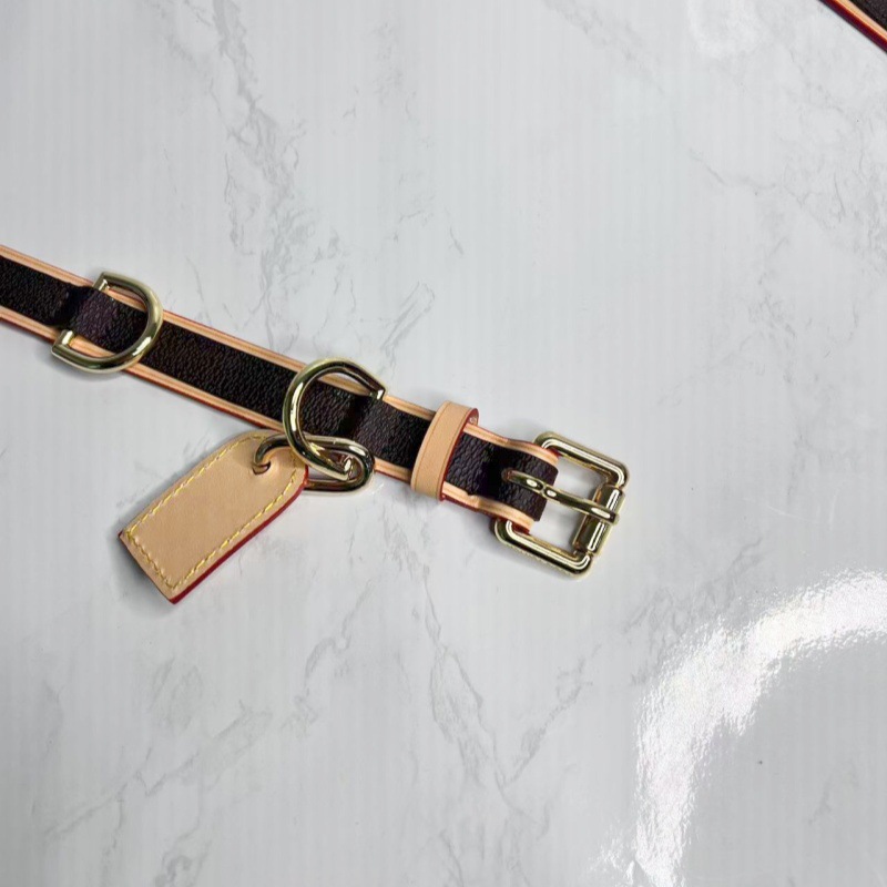 Designer brand leather dog collar, classic dog collar, designer, adjustable leash, luxury puppy belt leash, pet outdoor running training necklace, rop