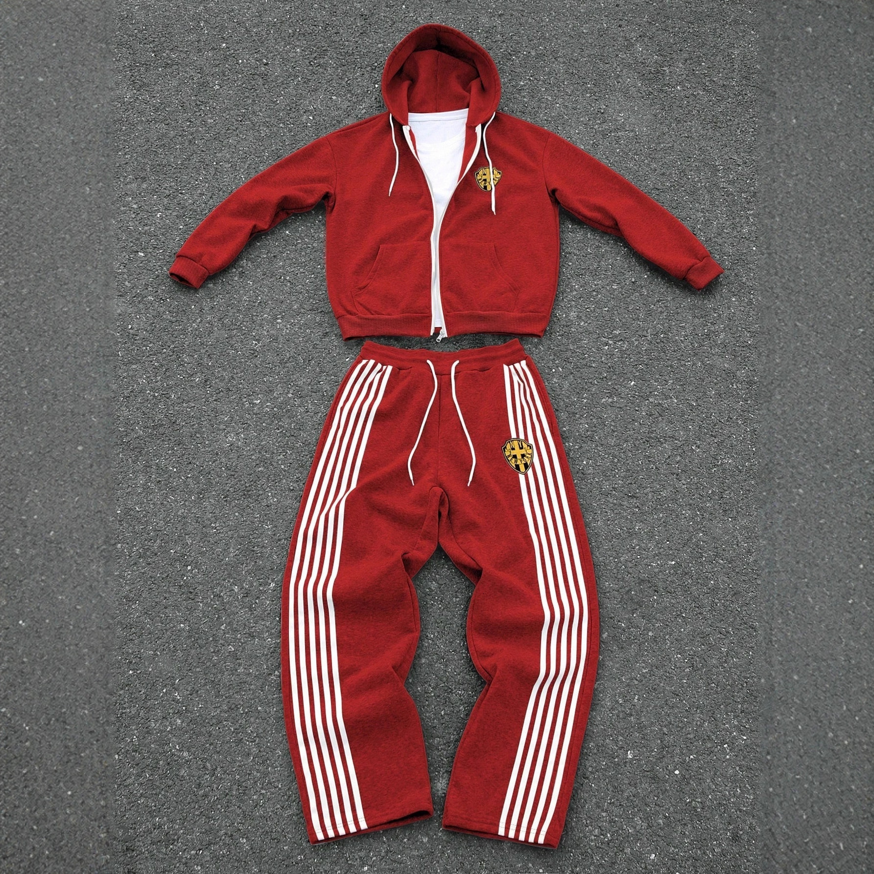 Luxury Brand Designer Clothes New Men's Casual Fashion Hooded Sweatshirt Set, Simple Striped Print Sweatshirt And Pants Set For Spring And Autumn