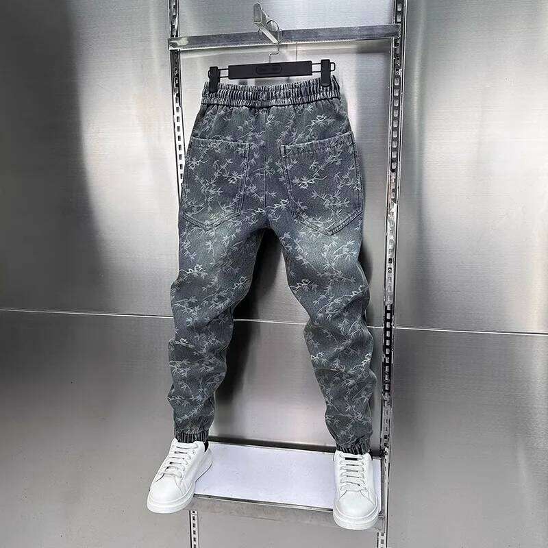 Jacquard American Classic Jeans Fashion Joints Harem Pants High Quality Loose Harajuku Straight-Leg Trousers Men Clothing 26Y0312