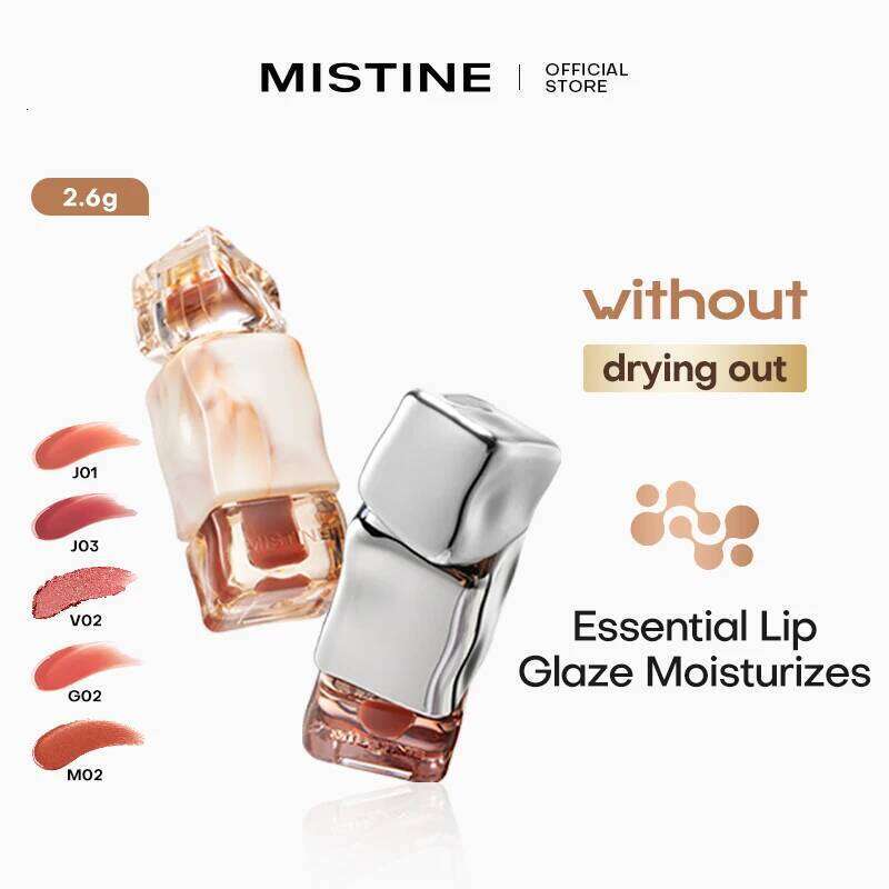 Mistine Gloss Thai Latte Juicy Hydrating Lipstick Lip Tint Non-Sticky Lightweight Feel. 1 Pack W260311