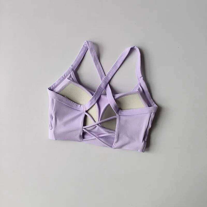 Women's Solid Color Underwear Fitness Bra Soft Cross Push-Up Gym Sports with Chest Pad Yoga Vest Sport Crop Top 26Y0312