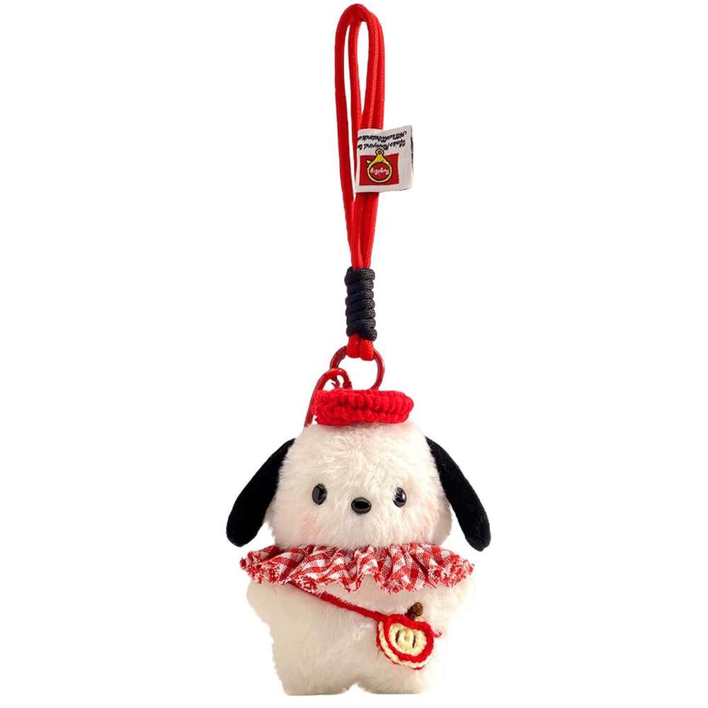 Cute Plush Cartoon Blush Painter Pacha Dog Keychain Creative Doll Girl Bag Pendant