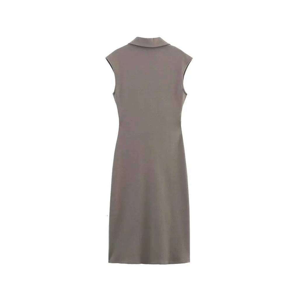 2025 Summer Single Breasted Dress Woman Ruched Sleeveless Long for Women High Street Casual Women's Dresses C260312