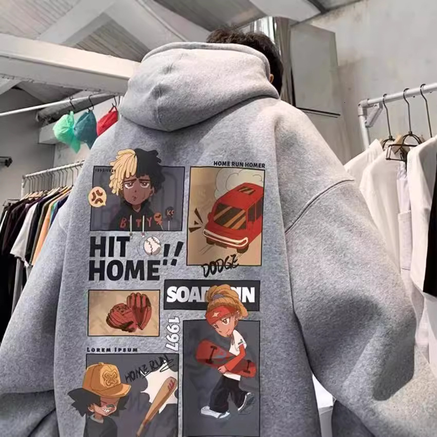 Hoodie For Men New Spring And Autumn Loose-fitting Couple's Cartoon Heavyweight Youth Hooded Designer Hoodie Top Jacket National Trend