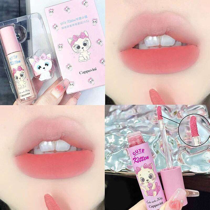 Smooth Easy To Wear Velvet Peach Pink Mud Nude Lasting Liquid Lipstick Waterproof Mousse Cappuvini Lip Gloss Makeup Cosmetic W260311