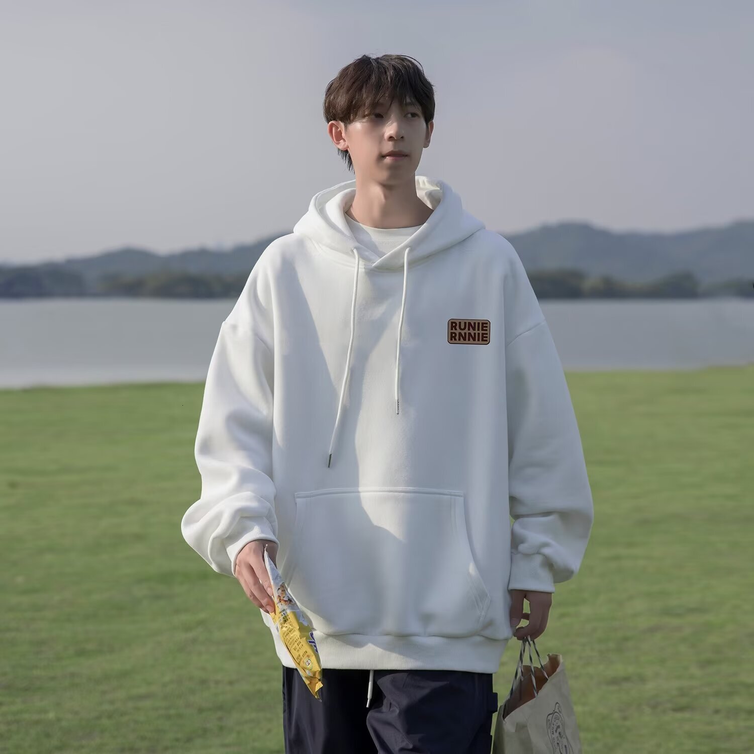 Autumn And Winter Letter Print Solid Color Hooded Sweatshirt For Boys Casual Designer Hoodie Versatile Pullover Jacket For Teenagers Trendy
