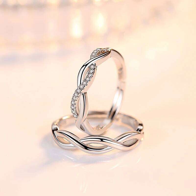 Women's 925 Sterling Silver Fashion Jewelry New Spiral Crystal Zircon Couple Rings For Men XY0344 W260311