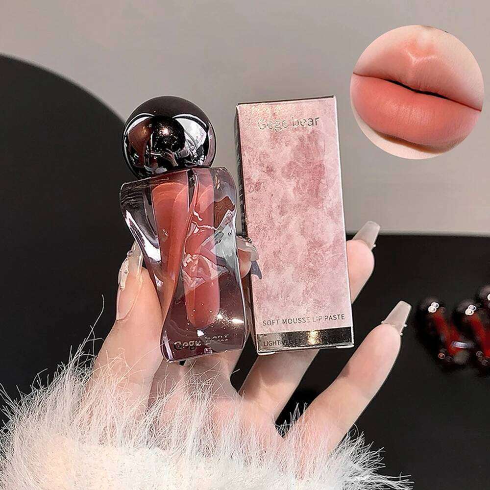 Gege Bear Glaze, Matte Velvet Lip Clay, Irregular Bottle Design, Long-lasting Color Non-drying Lipstick W260311