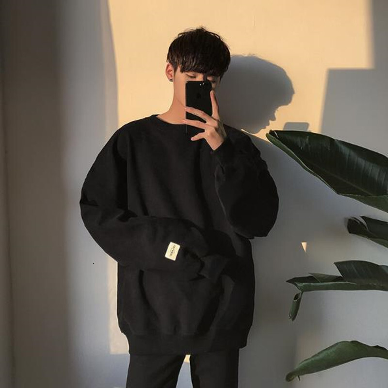Designer Hoodie New Autumn And Winter Pullover Sweatshirt For Young Men And Students Solid Color Fleece-lined Loose Fit Couple Style Boyfriend Style V