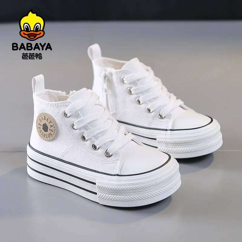 Babaya 2025 Autumn New High Top Children's Canvas Girls Boys Breathable Cloth Shoes Kids Sneaker Spring Lacing H260312
