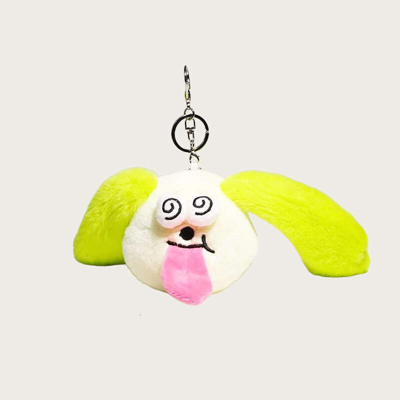 and Adorably Ugly Big-Eared Puppy Sticking Out Tongue Plush Toy, Cute Little Monster Pendant, Cartoon Keychain for Women
