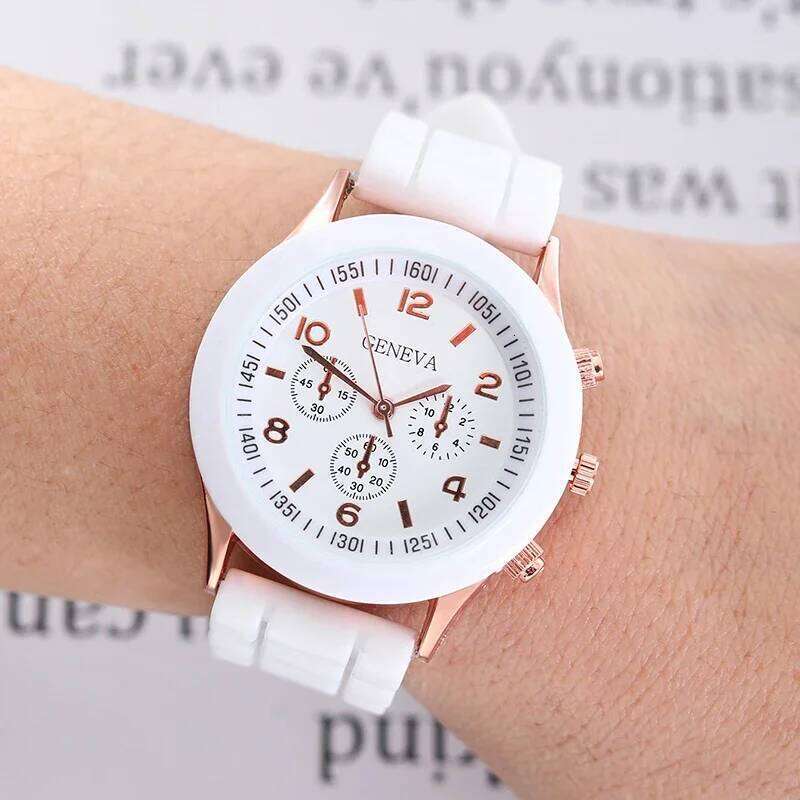 4PCS/Set Geneva Watch Fashion Silicone Band Women Watches Heart Jewelry Set Without Box