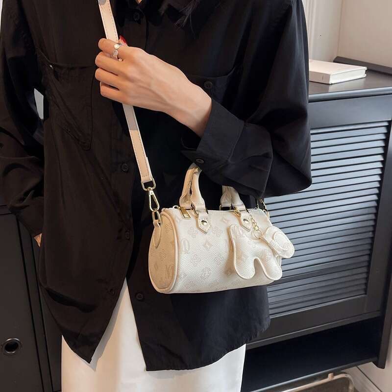 lfashion Style Cartoon Print Handheld Pillow for Women, Vintage Single Shoulder Boston Bag, 2026 New High-end Crossbody Bag
