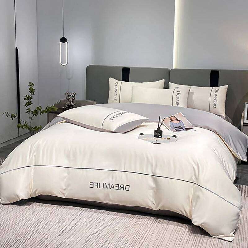100% Embroidery Bedding Sets High-End Summer Ice Silk Soft Duvet Kit Skin Friendly Cooling Comforter Cover Set H260312