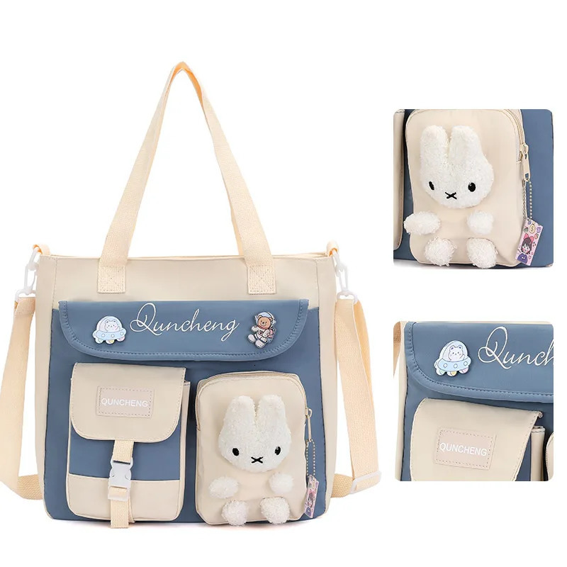 Handbag Student Carrying Book Bag Womens Canvas Large Capacity Zipper Junior High School Tutoring Cros 260311