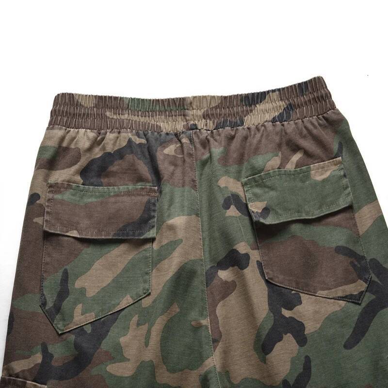 Summer Men's Camouflage Multi-pocket Elastic Waist Military Camo Cargo Shorts Male