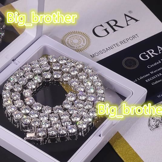 S925 Moissanite Tennis Chain Moissanite Tennis Necklace 925 Sterling VVS Tennis Chain Passes Diamond Tester
