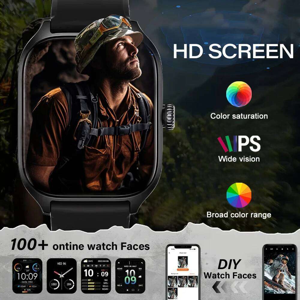 2025 New Smart H9 Plus Bluetooth Calling Health Monitoring Voice Assistant IP68 Waterproof Men Women Sports Watch