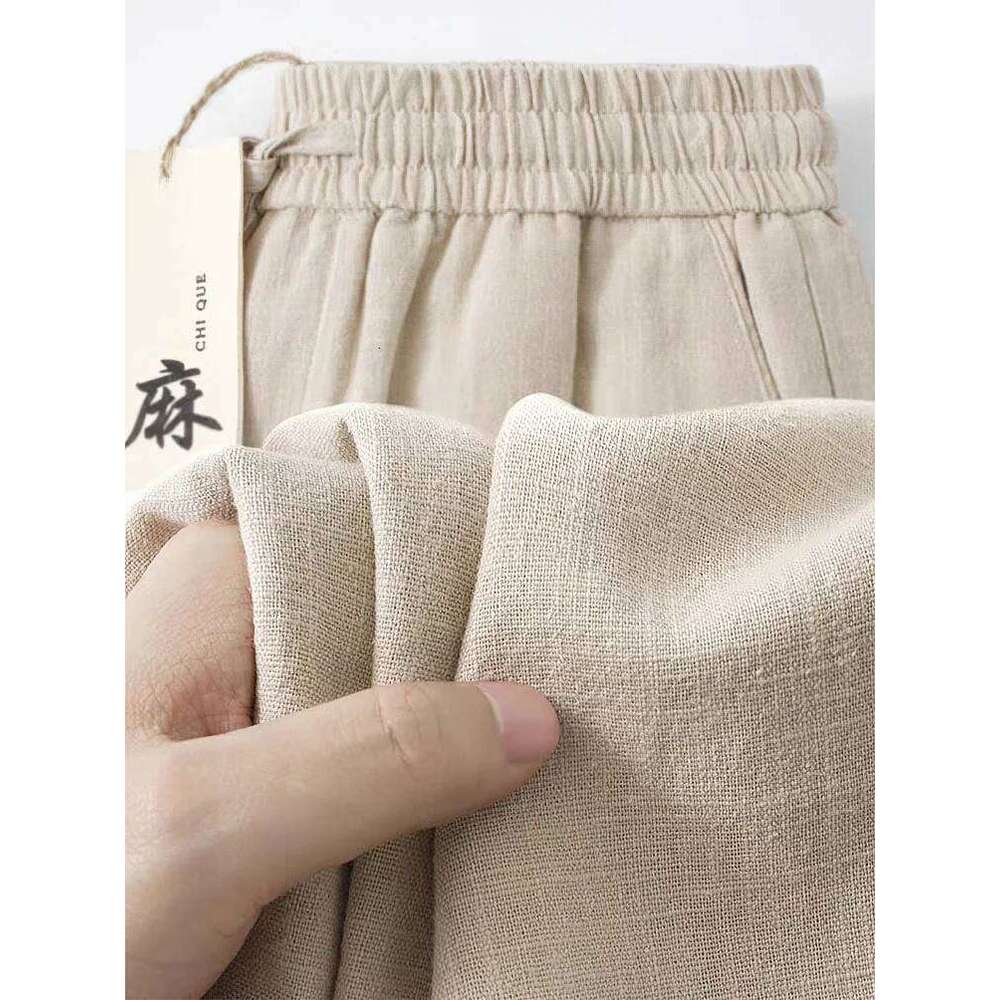 2025 New Straight Casual Linen Pants Men Wide Leg Lightweight Baggy Cotton Sweatpants Male Walking Jogger Trousers Work