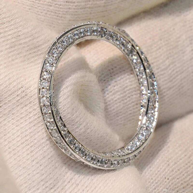 Huitan Trendy Twist Promise Rings Silver Color Full with Cubic Zirconia Sparkling Wedding Band Accessories Hot Fashion Jewelry H260312