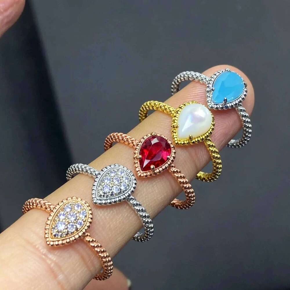 French Water Droplet Pear shaped Serpent Bohme Women's Ring Silver Material High-quality Charming Engagement Gift H260312