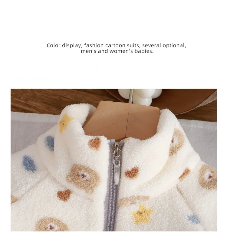 Baby Girl clothes plush thickened twopiece set of fleece cartoon casual home childrens tops and bottom sets 260311
