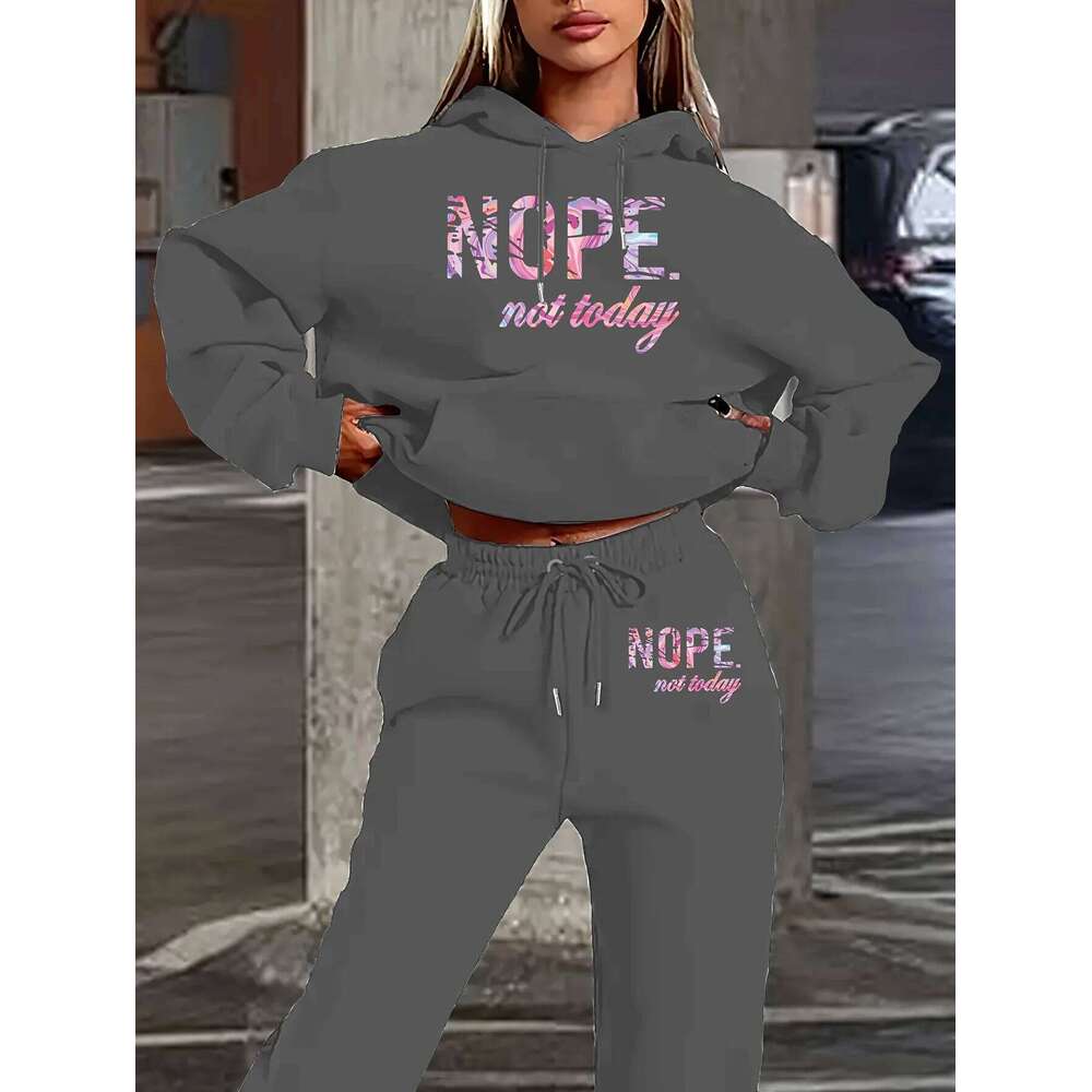 Womans Tracksuit Two Piece Set Hooded Sweatshirts+Sweatpants Suit Lady Casual Jogging Pullovers Fashion Sports Outfits Clothing C260312