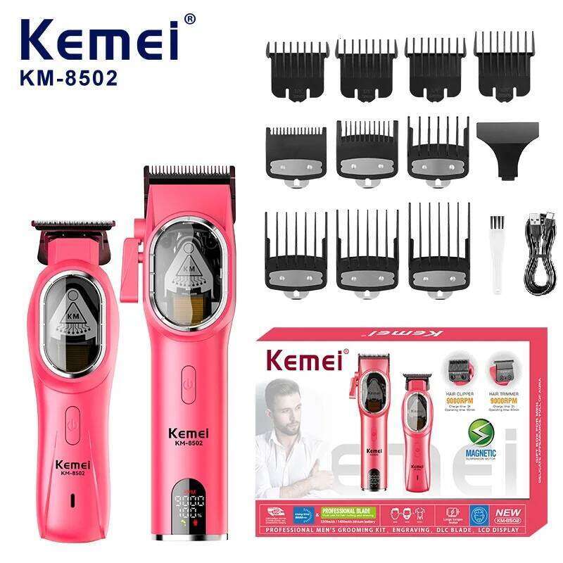 KEMEI Professional Clipper Set DLC Adjustable Intelligent Digital Display Electric USB Hair Clippers KM-8502 C260312