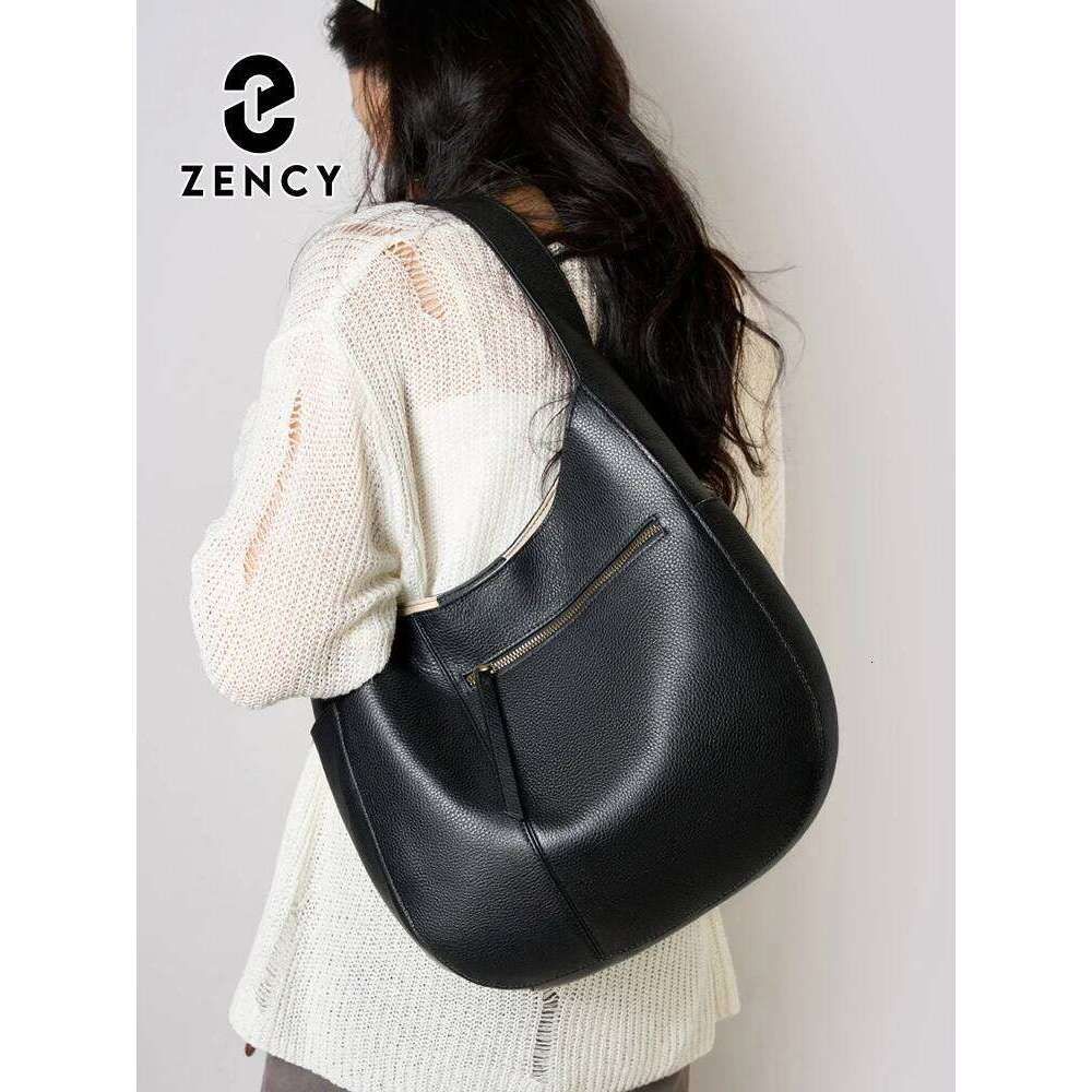 Zency Women's Genuine Leather Top Quality Large Hobo Shoulder Commuters Handbag Designer Bag European N American Style Totes