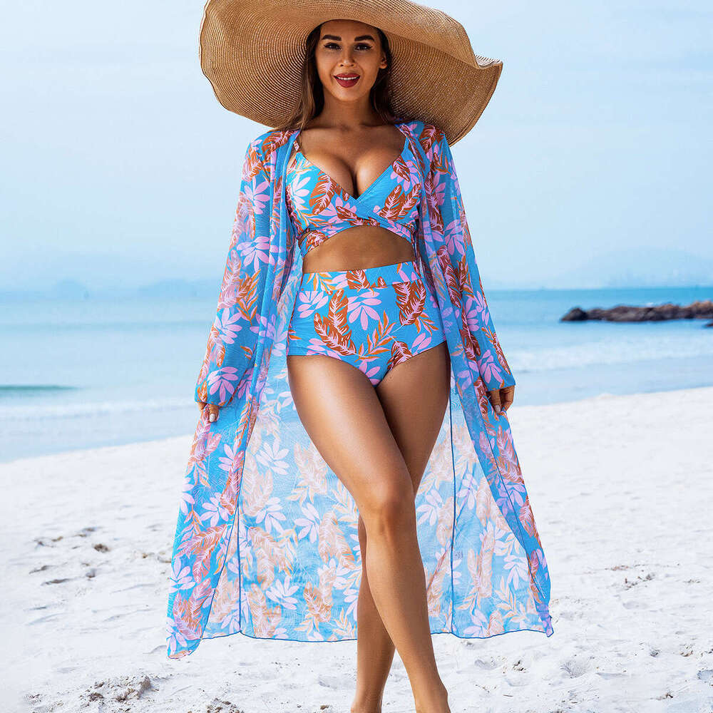New European and American fashion high-end sexy swimwear three-piece bikini women's swimsuit