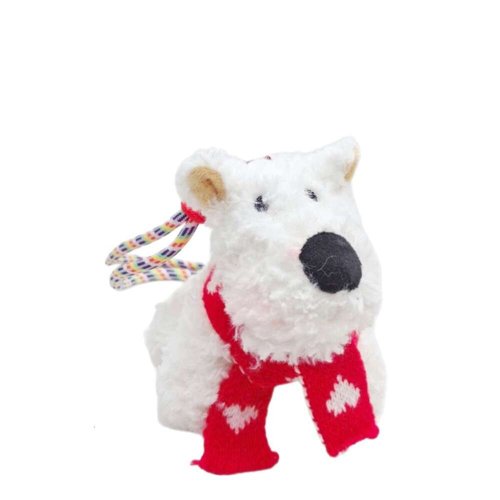 Cute West Highland White Terrier Pendant Plush Doll Keychain Backpack School Bag Decoration Small Toy Gift for Girls