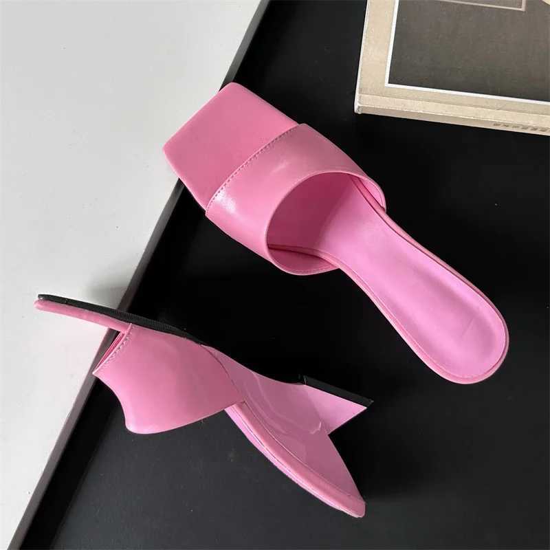 Eilyken 2026 New Design Concise Wedges High Heels Women Slippers Square Toe Party Dress Slides Summer Shoes K260312