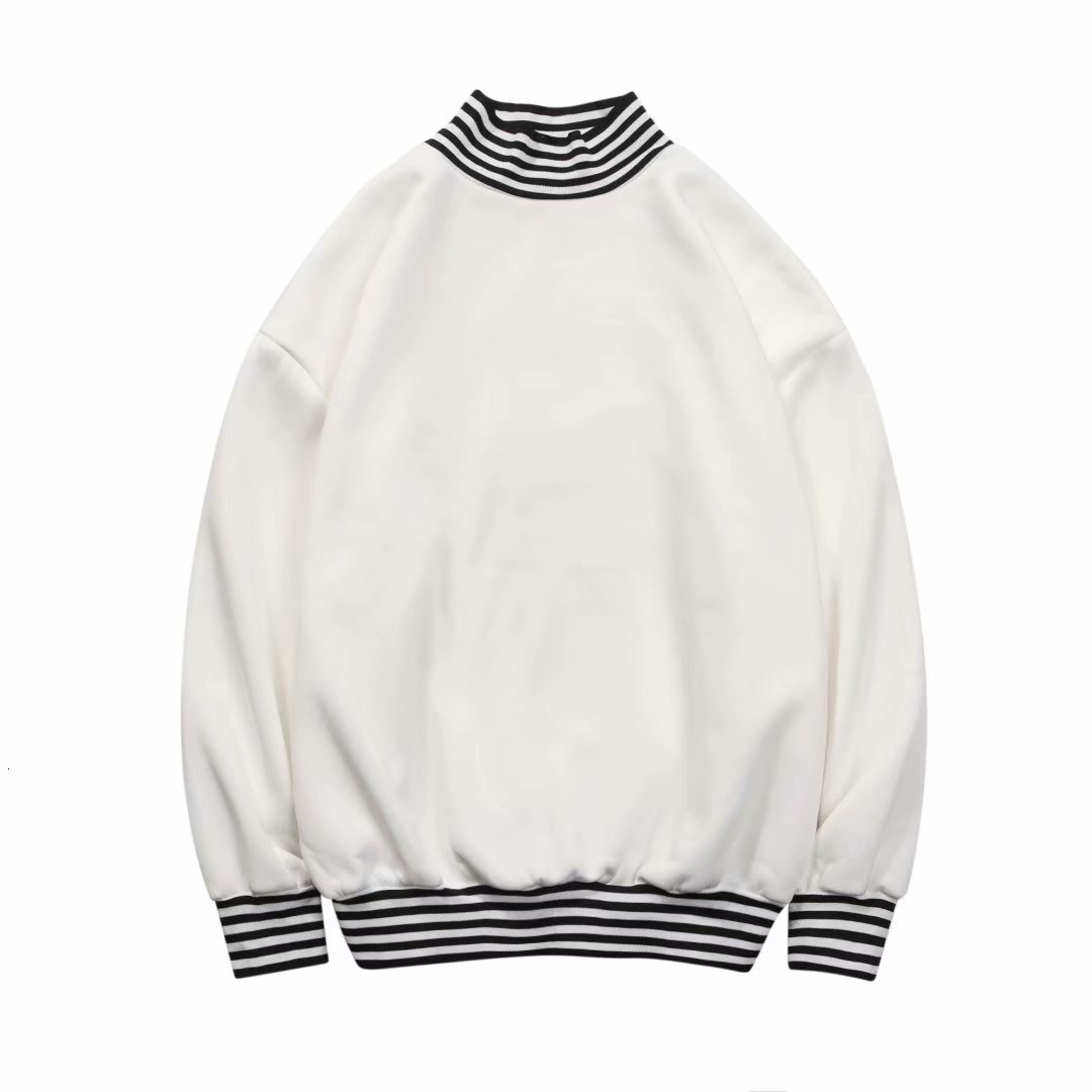 Autumn And Winter Striped High-neck Fleece Sweatshirt For Male Students Designer Hoodie Style Ins Trendy Brand Faux Two-piece Hip-hop Fashion Loose Ja