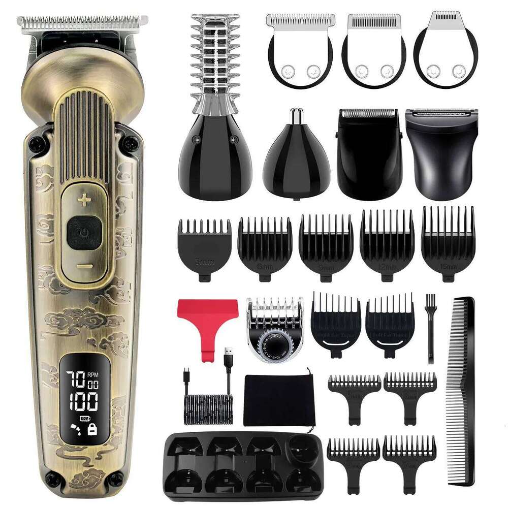 Hatteker Hair Trimmer Adjustable Facial & Body Man's Professional Electric Haircut Machine Rechargeable for Barber Shop C260312