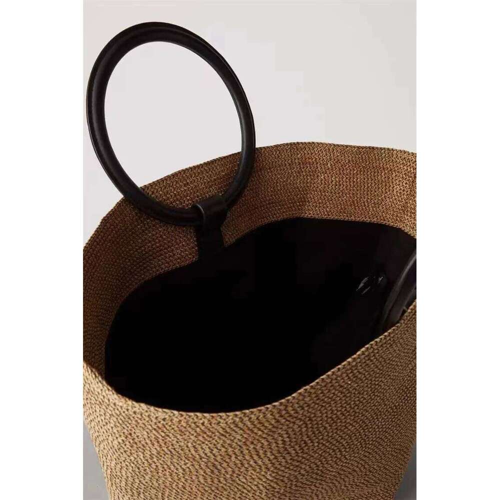 Free Lazy Artistic Texture Large Capacity Straw Tote Lafite Grass Weaving Handmade Woven Summer Beach Bag Commuter Shopping WONST
