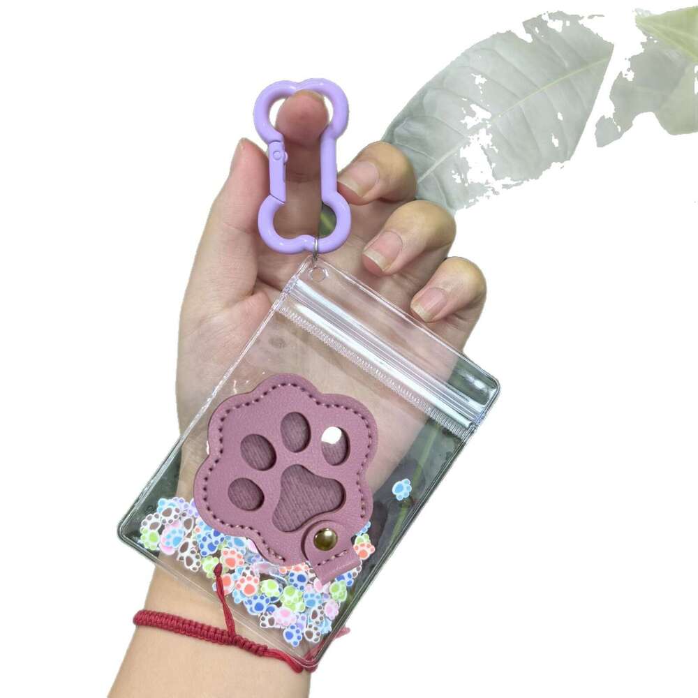 PU Storage Bag Commemorative Keychain for Dog and Cat Hair Paw Print Pendant Pet Ornament