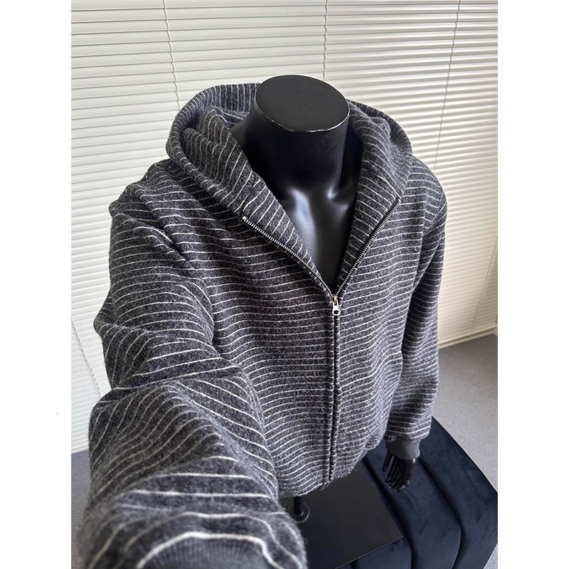 Vintage Designer Hoodie Striped Hooded Sweatshirt For Men Autumn Casual Cardigan Cleanfit Couple's Trendy Jacket