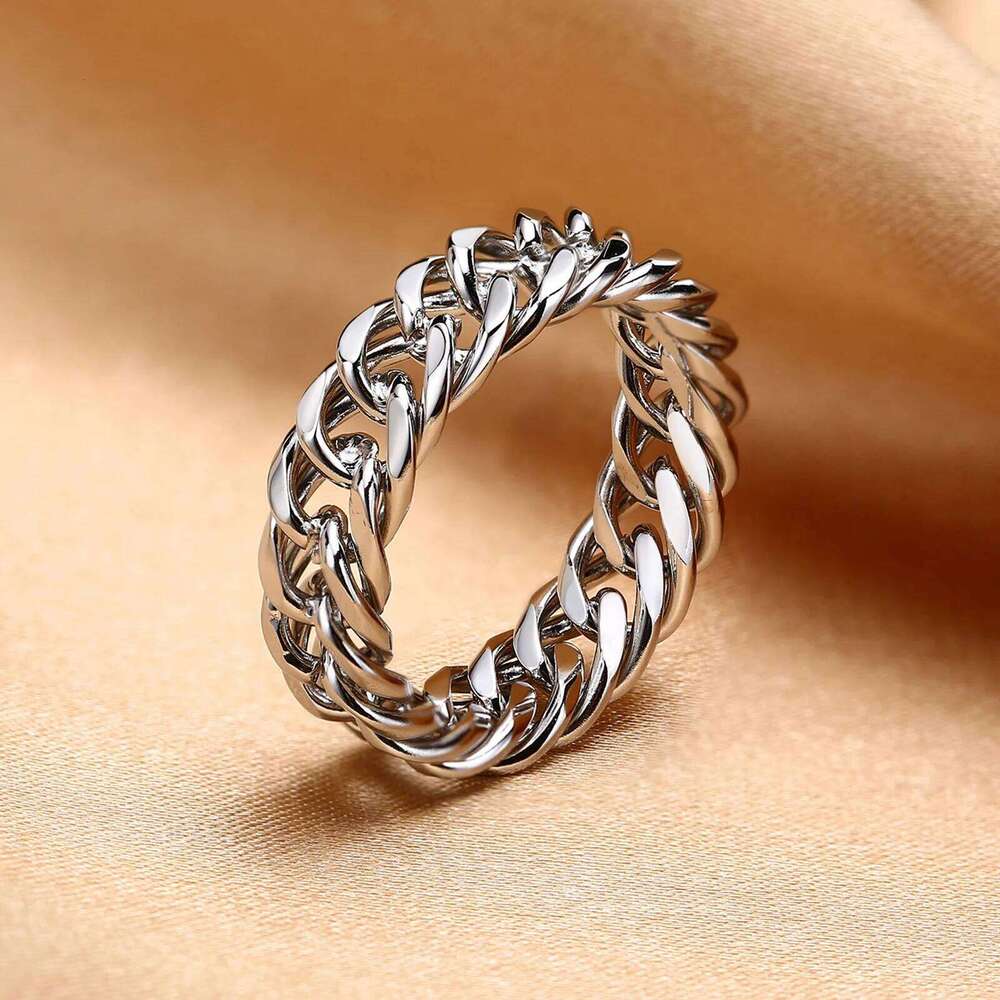 LINK Ring Men, Stainless Steel Miami Chain Ring, Thick Cuban Friendship Chainrings for Men Women Band Jewelry H260312