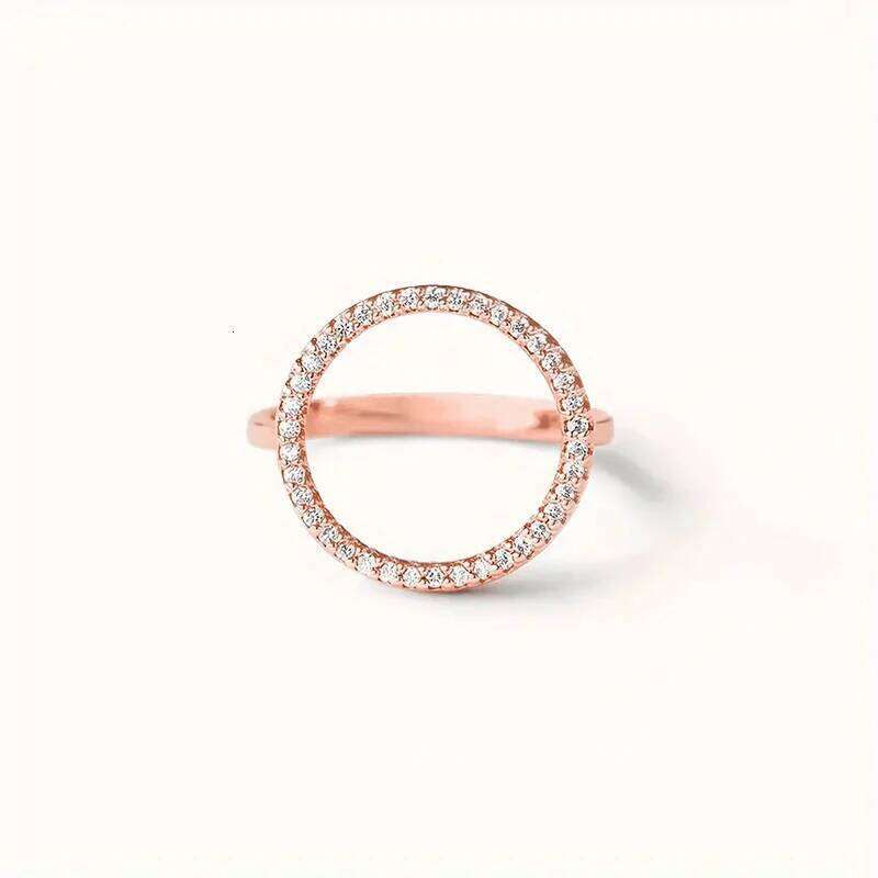 Huitan Hollow Round Shaped Finger Ring for Women Sparkling CZ Minimalist Wedding Rings Statement Accessories Drop Ship Jewelry H260312
