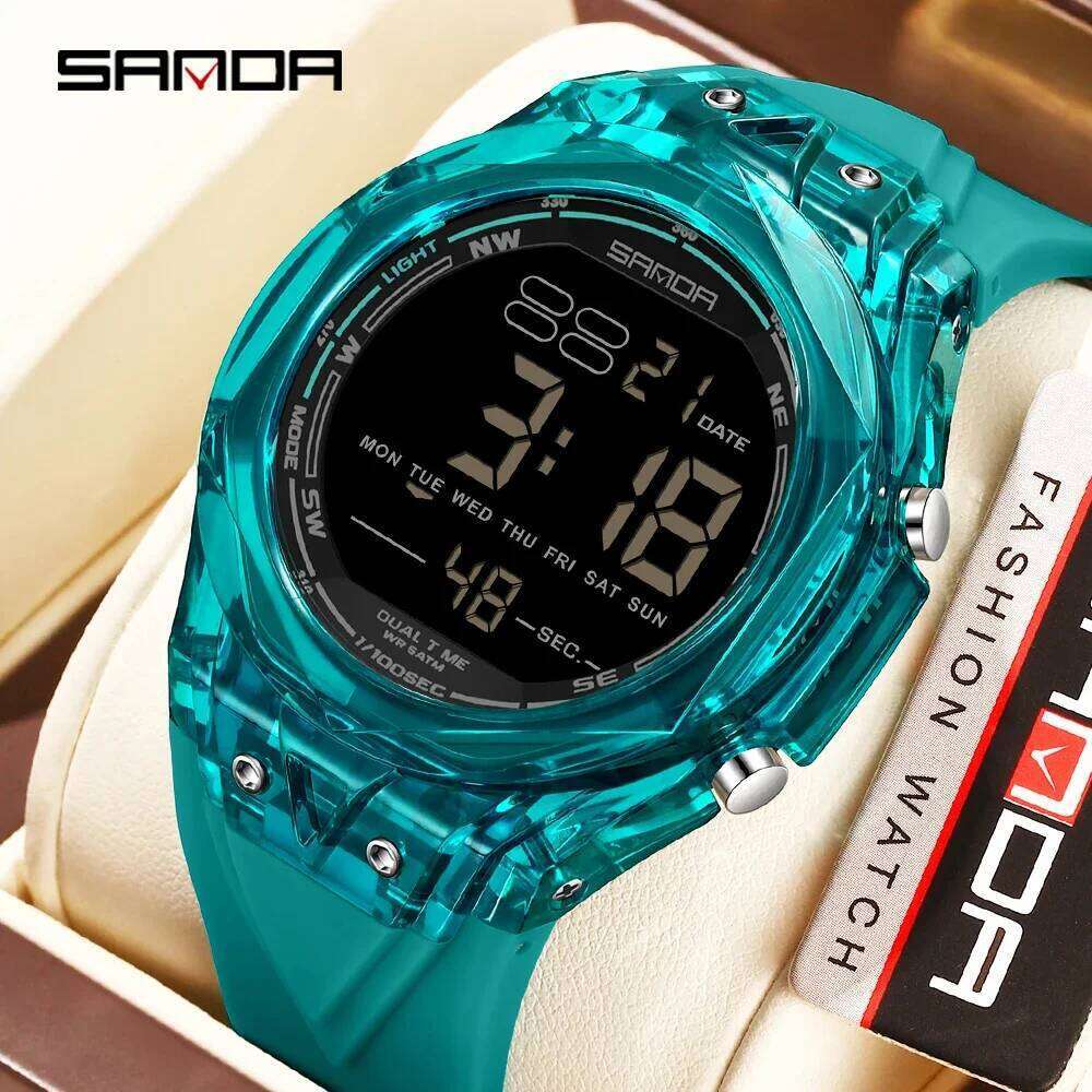 SANDA 6289 New Electronic Watches for Man Large Dial Calendar Luminous Waterproof Shockproof Fashion Woman Digital Wristwatch