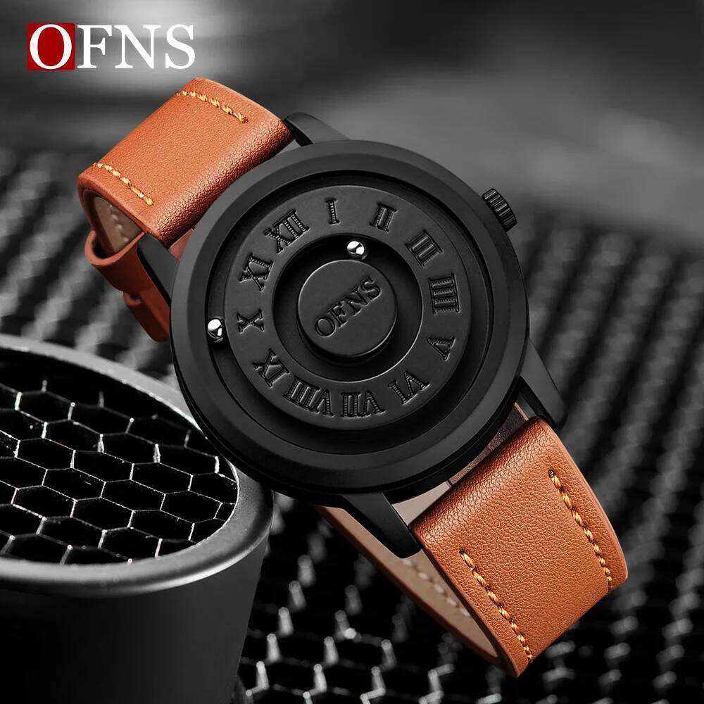 OFNS New 1553 1556 Fashionable Magnetic Ball Waterproof Cool Design Suspended Creation Men's Quartz Watch